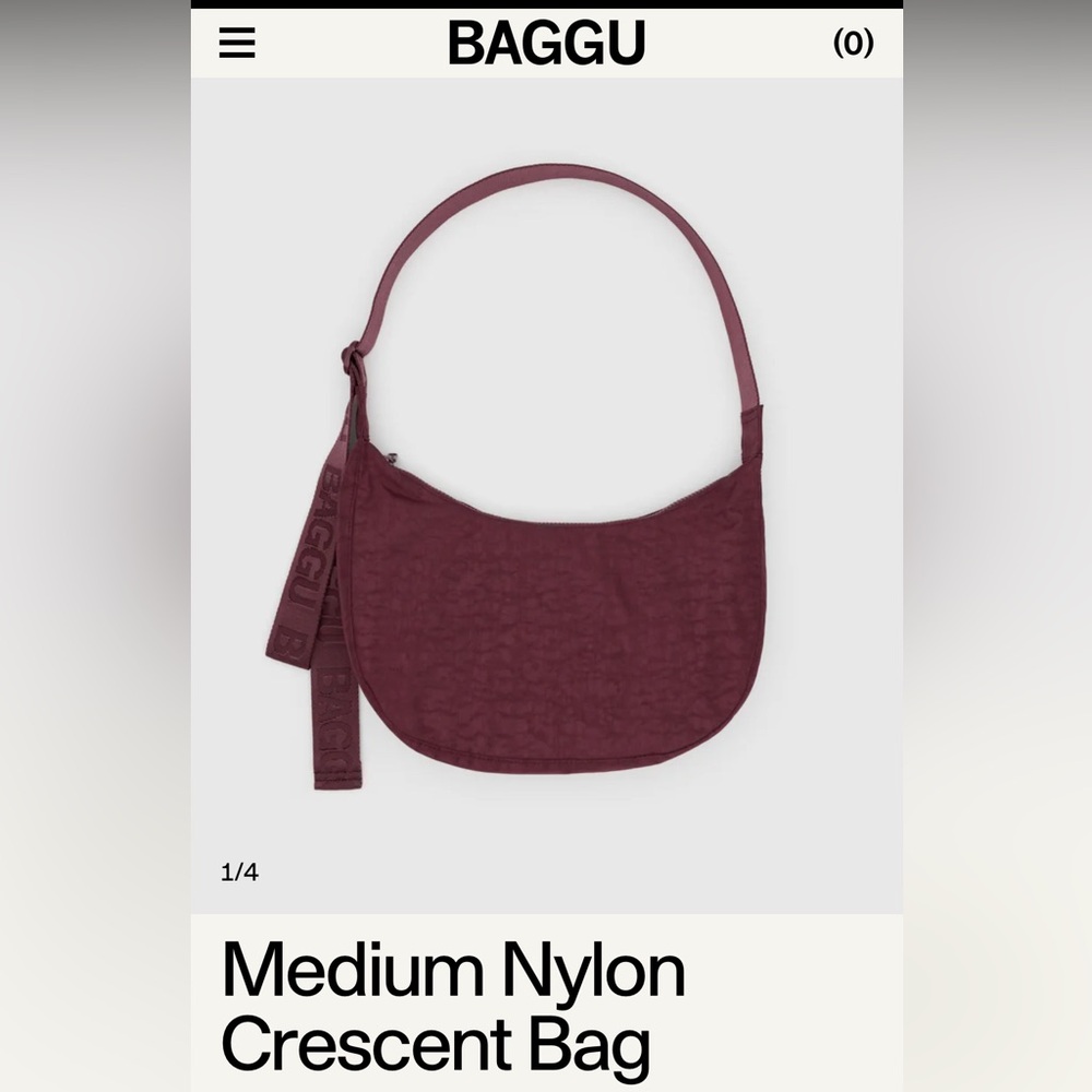BAGGU Medium Nylon Crescent Bag - Mahogany NWT